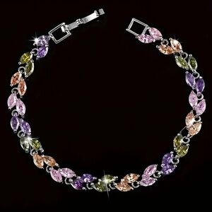 Marque Pink Topaz Citrine Peridot & Ametyst Tennis Bracelet